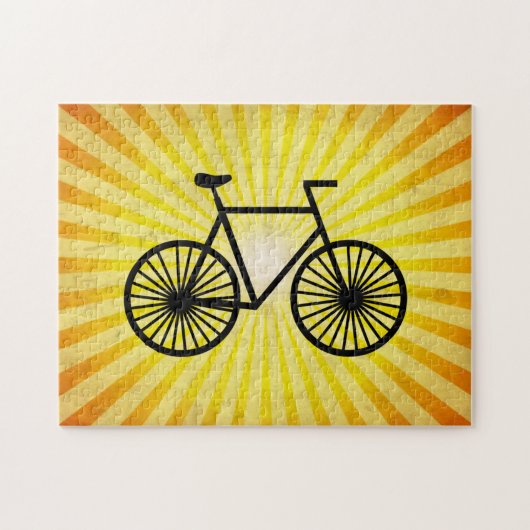 Zwarte fiets; gele achtergrond legpuzzel (Horizontaal)