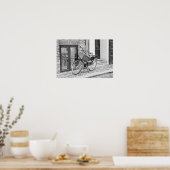 Zwarte fiets met Big Basket, Kopenhagen, Denemarke Poster (Keuken)