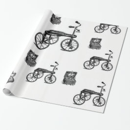 zwarte fiets met papieren cadeaus cadeaupapier