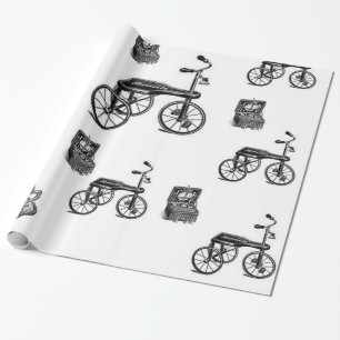 zwarte fiets met papieren cadeaus cadeaupapier