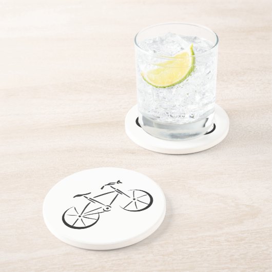 zwarte fiets zandsteen onderzetter (Zijkant)