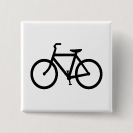 Zwarte fietsroute vierkante button 5,1 cm