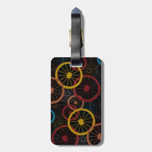Zwarte fietswielen bagagelabel (Achterkant verticaal)