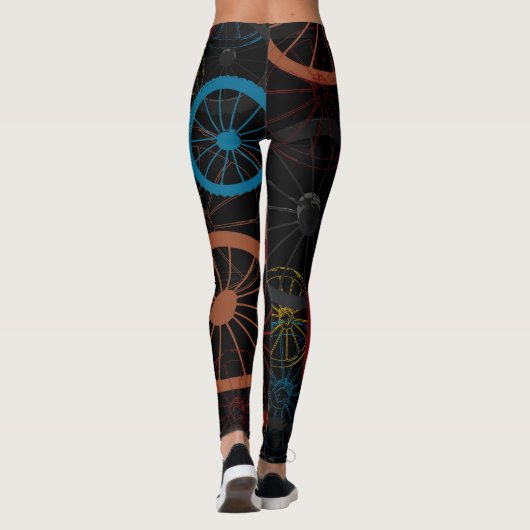 Zwarte fietswielen leggings (Achterkant)