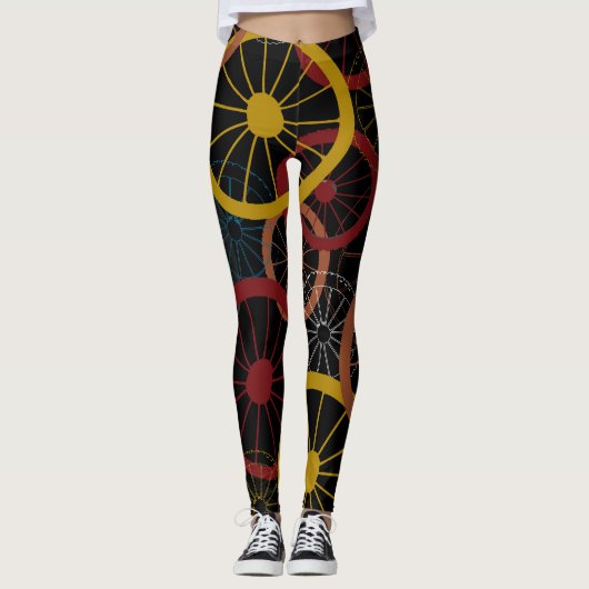 Zwarte fietswielen leggings (Voorkant)