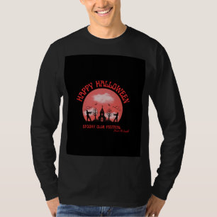 Zwarte Fijne Halloween Spoky Club Festival Heren T-shirt