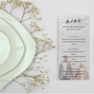 Zwarte fijne kalligrafie Elegant foto Weddenschap Menu