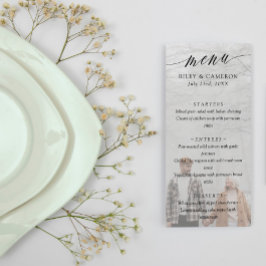 Zwarte fijne kalligrafie Elegant foto Weddenschap Menu