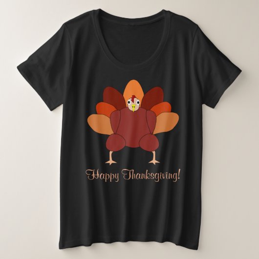 Zwarte fijne Thanksgiving trui kalkoen Grote Maat T-shirt (Design voorkant)