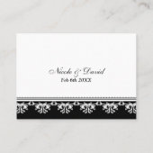 Zwarte filigraan grens bruiloft escort plaats kaar plaatskaartje (Achterkant)