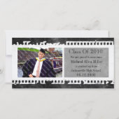 Zwarte Film Lijst Grunge Afstuderen Fotokaart Aankondiging (Voorkant)