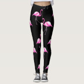 Zwarte flamingo-leggings leggings (Voorkant)