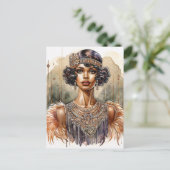 Zwarte Flapper Art Deco Oude Ansichtkaart Briefkaart (Staand voorkant)