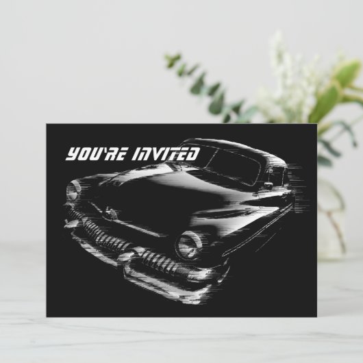 Zwarte Flash-auto Birthday Kaart (Staand voorkant)