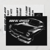 Zwarte Flash-auto Birthday Kaart (Voorkant / Achterkant)