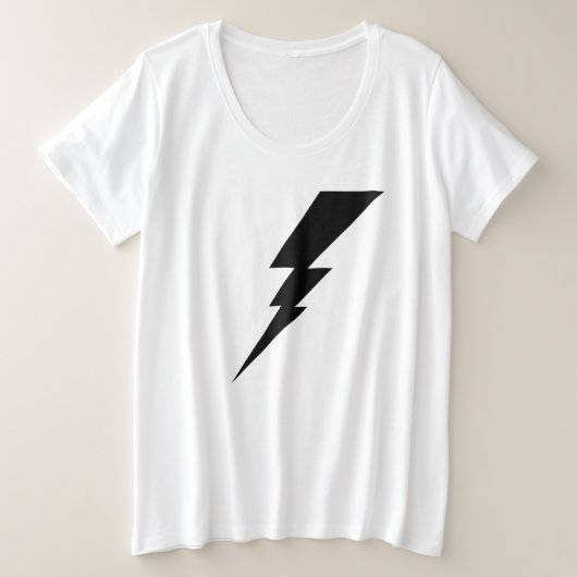 Zwarte Flash-bliksembolt Grote Maat T-shirt (Design voorkant)
