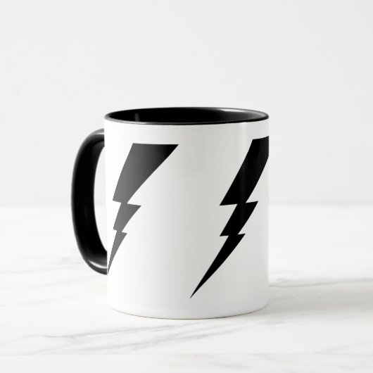 Zwarte Flash-bliksembolt-Mok. Mok (Voorkant links)