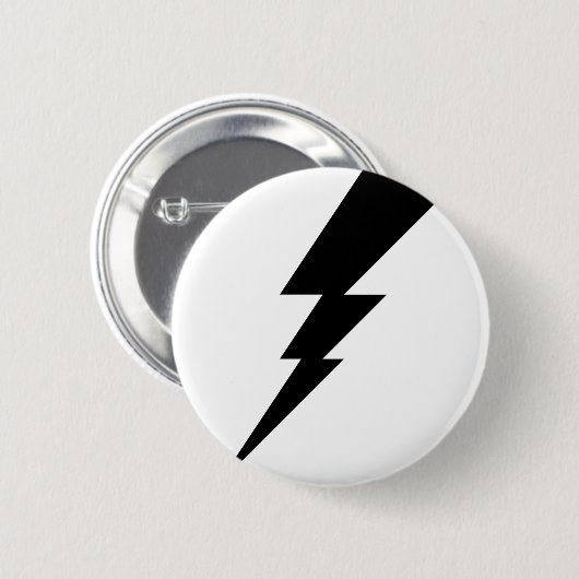 Zwarte Flash-bliksembolt Ronde Button 5,7 Cm (Voorkant /achterkant)