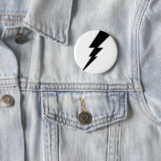 Zwarte Flash-bliksembolt Ronde Button 5,7 Cm (In situ)