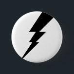 Zwarte Flash-bliksembolt Ronde Button 5,7 Cm<br><div class="desc">Zwarte Flash-bliksembolt. Eenvoudige zwarte schroefdop op witte achtergrond.</div>
