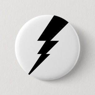 Zwarte Flash-bliksembolt Ronde Button 5,7 Cm
