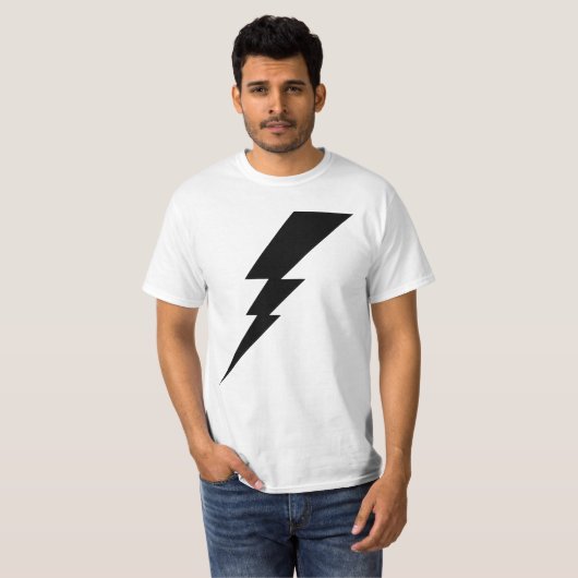 Zwarte Flash-bliksembolt T-shirt (Voorkant volledig)