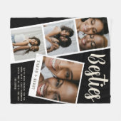 Zwarte fleece deken met fotocollage van beste vrie (Voorkant (Horizontaal))