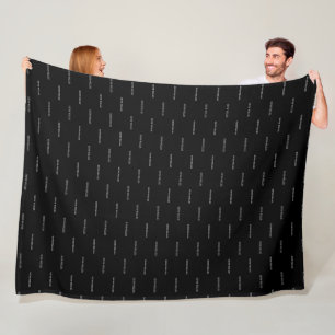 Zwarte Fleece Deken met Grijze Naam Herhaald