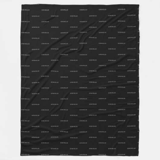 Zwarte Fleece Deken met Grijze Naam Herhaald (Voorkant)