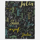 Zwarte Fleece Deken met Kleurnamen en Kleuren (Voorkant)