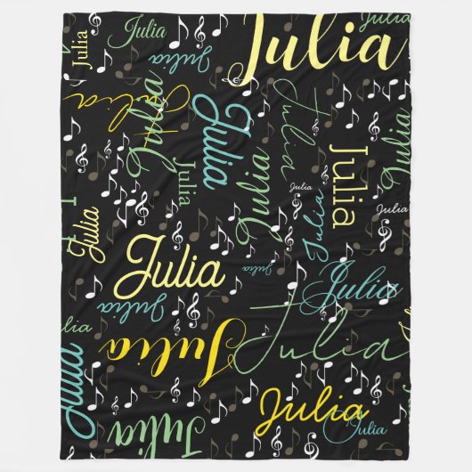 Zwarte Fleece Deken met Kleurnamen en Kleuren (Voorkant)