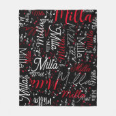 Zwarte Fleece deken met muzieknoten (Voorkant)