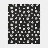 Zwarte fleece met bloemendessin (3 maten) deken (Voorkant)