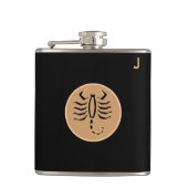 Zwarte fles met monogram - Zodiac - Schorpioen Heupfles (Voorkant)