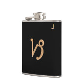 Zwarte fles met monogram - Zodiac - Steenbok Heupfles (Links)