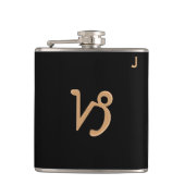 Zwarte fles met monogram - Zodiac - Steenbok Heupfles (Voorkant)
