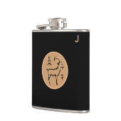 Zwarte fles met monogram - Zodiac - Steenbok Heupfles (Links)