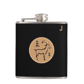 Zwarte fles met monogram - Zodiac - Steenbok Heupfles (Voorkant)