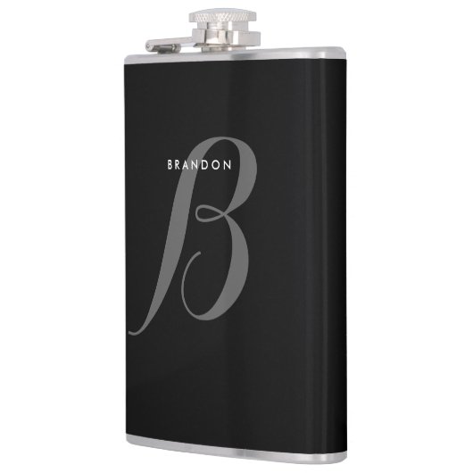 Zwarte flessen met monogram voor mannen 8oz heupfles (Links)