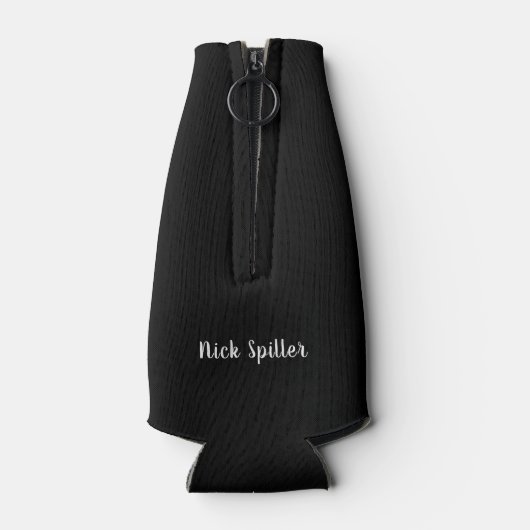 zwarte flessenkoeler met naam of merk flesjeskoeler (Achterkant)