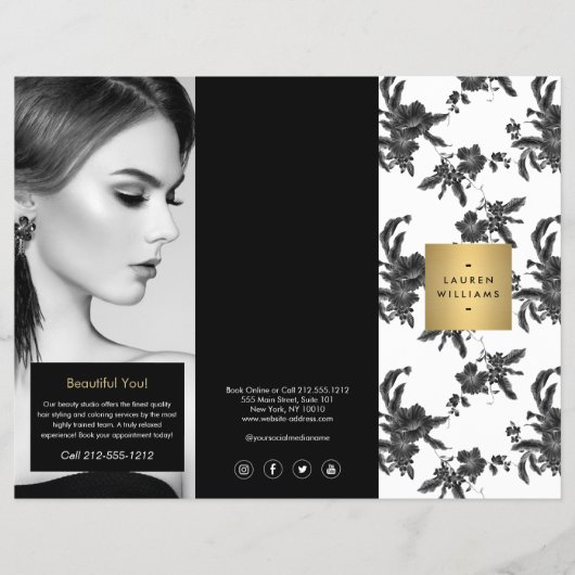  zwarte flessenpatroon tri-Fold brochure (Voorkant)