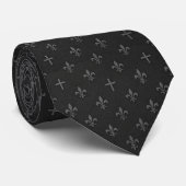 Zwarte Fleur-de-lis Funeral Stropdas (Opgerold)