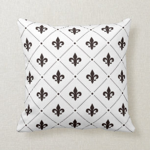 Zwarte Fleur De Lis Luxe Elegant Damast Patroon Kussen