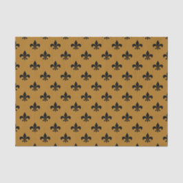 Zwarte Fleur-de-lis op matte goud Tissuepapier