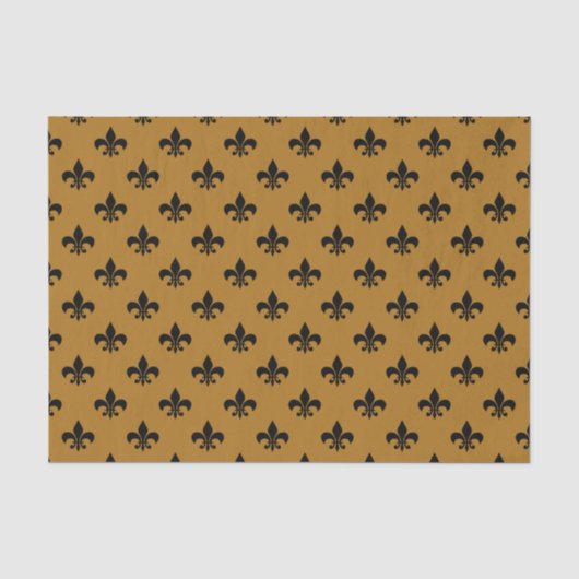 Zwarte Fleur-de-lis op matte goud Tissuepapier (Voorkant)