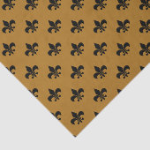 Zwarte Fleur-de-lis op matte goud Tissuepapier (Detail)