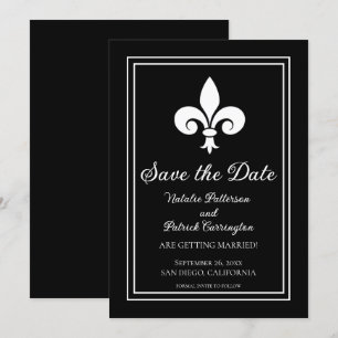 Zwarte Fleur de Lis Save the Date Uitnodiging