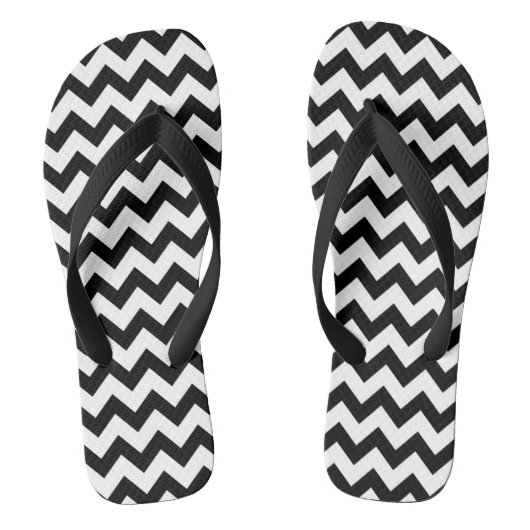 Zwarte Flip Flops met Chevronpatroon (Voetbed)