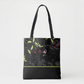 Zwarte Floral afdrukken Tote Bag (Voorkant)