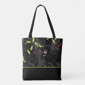 Zwarte Floral afdrukken Tote Bag (Achterkant)